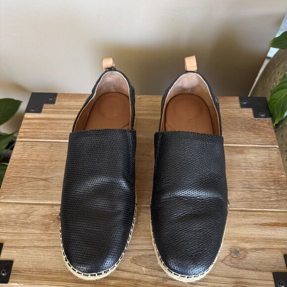 Gentle Souls Lizzy Slip On Black Pebbled Leather Espadrille Loafers Size 8.5 - Picture 3 of 14